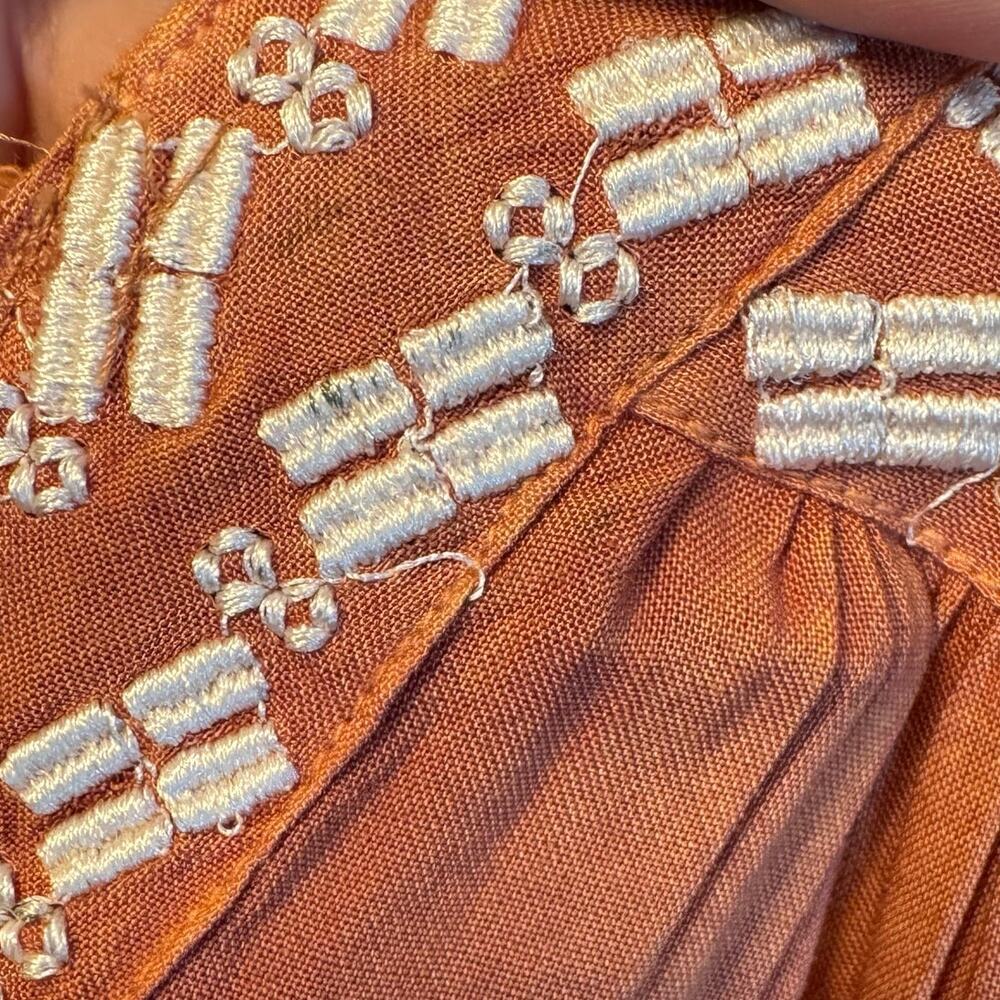 NWT Y2K Oso Casuals Embroidered Boho Peasant Tunic Top – Women's L – Rust Orange - Picture 5 of 8